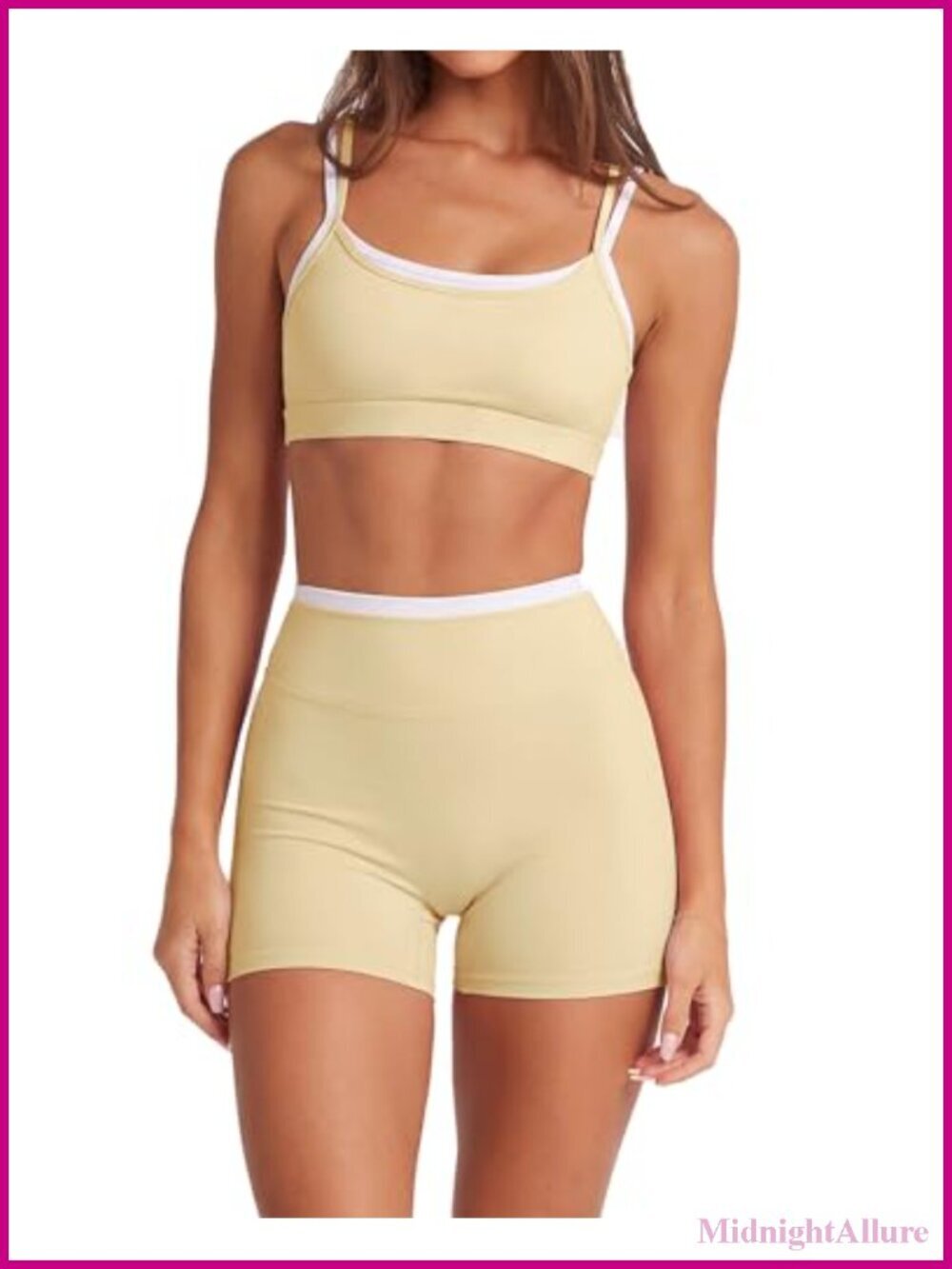 Women's 2-Piece Yoga Set Padded Strappy Camisole & High Waisted Biker Shorts